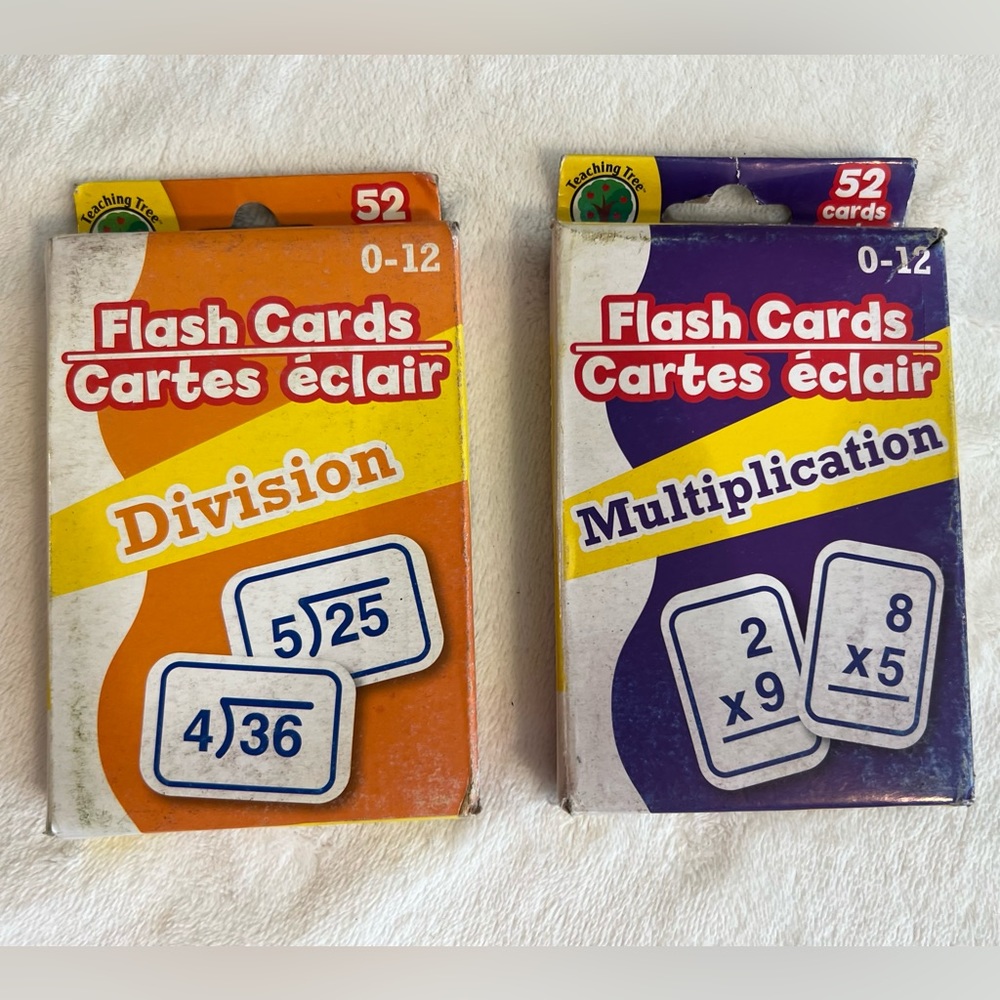 Set of 2 Flash Cards: Division & Multiplication for ages 0-12